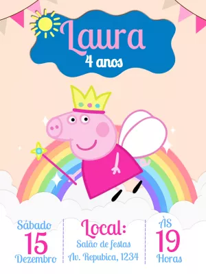 Convite Peppa Pig Princesa para imprimir