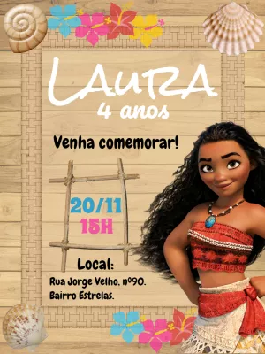 Fazer convite online convite digital aniversário moana adulta