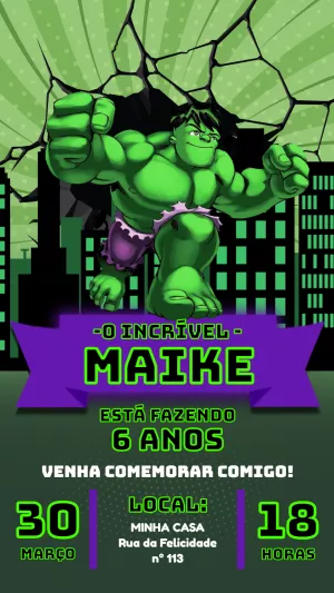 The Incredible Hulk Birthday Invitation