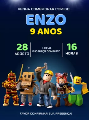 Convite Aniversário Roblox