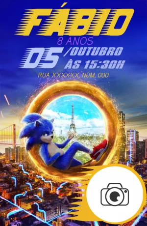 Convite Sonic the Hedgehog - Edite grátis com nosso editor online