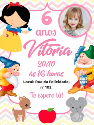 Snow White birthday invitation with photo