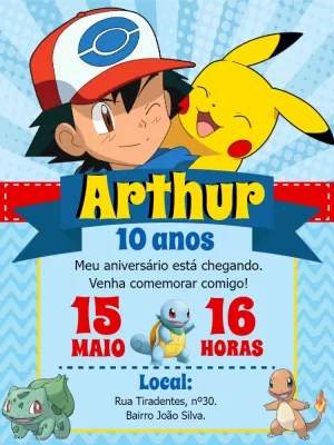 Convite de Aniversário para Editar com Montagem de Foto em PNG