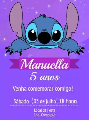 Convite Aniversário Stitch Lilo e Stitch