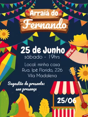 Fazer convite online convite digital Arraiá / Festa Junina / São João