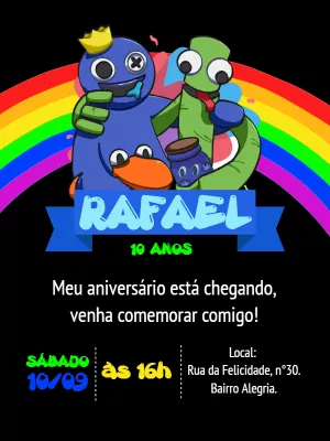 Convite Rainbow Friends - Edite grátis com nosso editor online