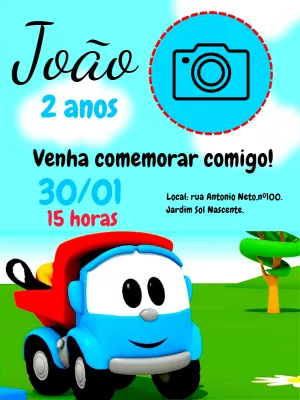 Convite Digital Tema Leo e o Caminhão