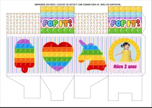 MOLDE de caixinhas para personalizados Pop it - Topo e corte