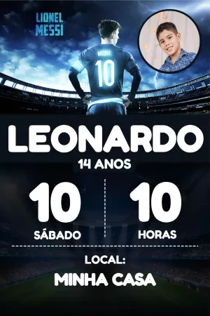 Lionel Messi birthday invitation with photo