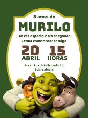 Convite aniversário Shrek