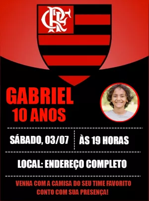 Convite Aniversário Flamengo com foto