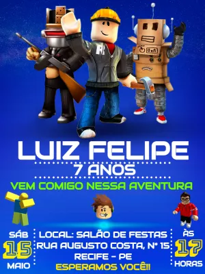 Convite Roblox - modelos para editar e imprimir - Festa Free