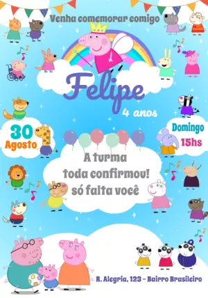 Convite Aniversário Peppa Pig