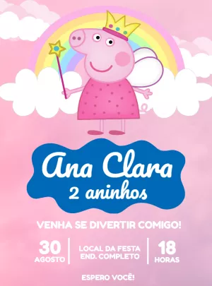 Convite Aniversário Peppa Pig rosa