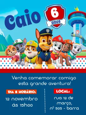 Convite patrulha canina - Edite grátis com nosso editor online