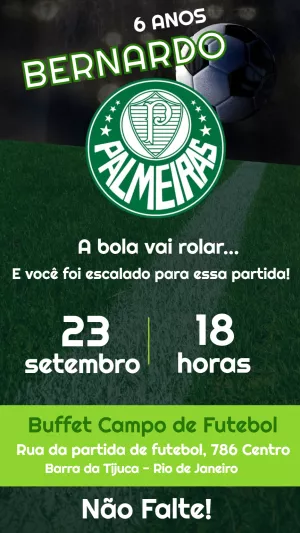 Convite Time Palmeiras - Edite grátis com nosso editor online