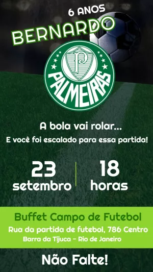 Convite aniversário palmeiras - Edite grátis com nosso editor online