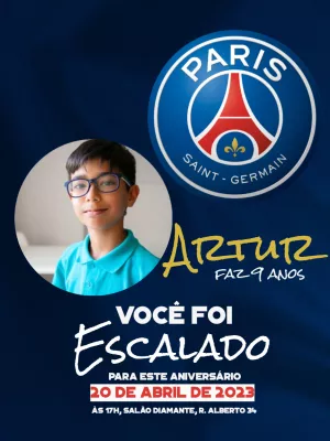 Fazer convite online convite digital aniversário PSG com foto - paris saint  germain