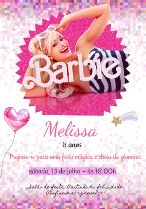 Convite de aniversário Barbie Paris para preencher, baixe grátis convites  para edit…