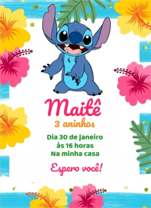 Convite aniversário Stitch