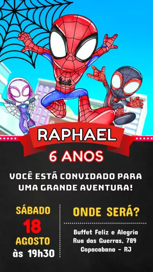 Grátis - Fazer convite online convite digital spidey amazing friends em  2023