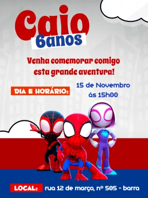 Convite Spidey E Seus Amigos Espetaculares convites