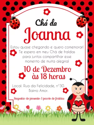 Convite online joaninha editar grátis