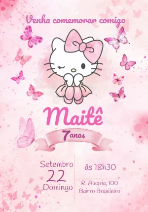 Convite aniversário Hello Kitty