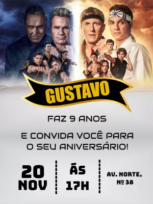 Convite aniversário Cobra Kai