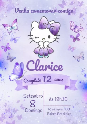 Convite aniversário Hello Kitty