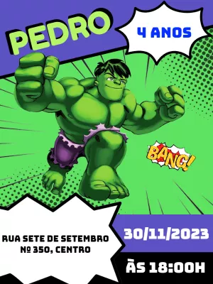 Hulk Mini toy Birthday Invitation