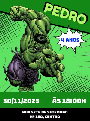 Hulk Mini toy Birthday Invitation