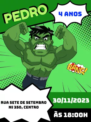 Hulk mini toy birthday invitation