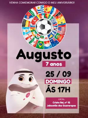 Fazer convite online convite digital Convite de aniversario para assistir  jogo copa do mundo