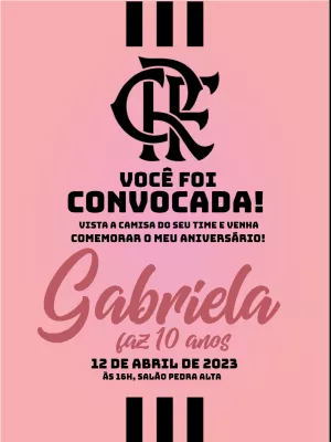 Criar convite de aniversário - Convite Futebol Flamengo Rosa