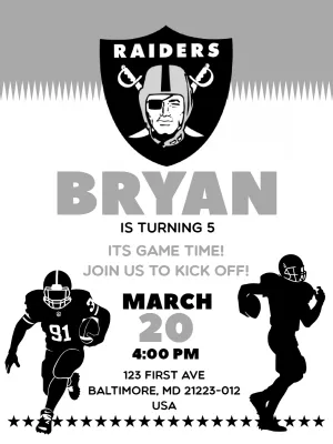 Birthday Invitation Las Vegas Raiders