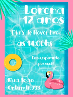 Pool party birthday invitation Swimming pool