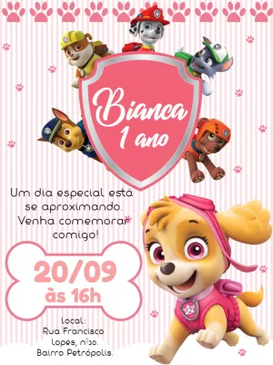 COMO FAZER UM CONVITE VIRTUAL DA PATRULHA CANINA ROSA PELO CELULAR