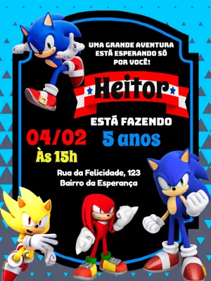 Convite Animado (VÍDEO) para aniversário SONIC