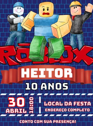 Convite aniversário Roblox