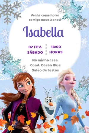 Convite aniversário Frozen - Edite grátis com nosso editor online