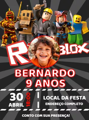 Invitation d'anniversaire Roblox avec photo