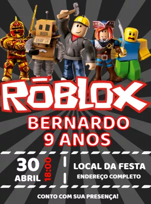 Convite aniversário Roblox