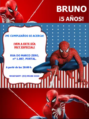 Hacer una invitación online invitación digital cumpleaños infantil niño  hombre araña