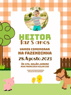 Fazendinha birthday invitation with photo