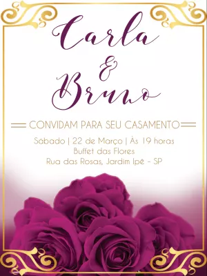 Convite de casamento floral rosas Edite Online