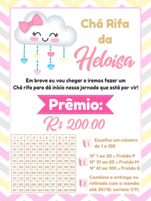 Convite chá rifa Chuva de Amor