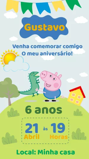 Convite aniversário George Pig