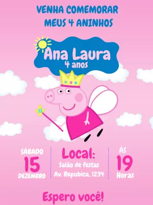 Convite aniversário Peppa Pig