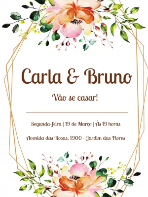 Convite virtual de Casamento grátis para editar